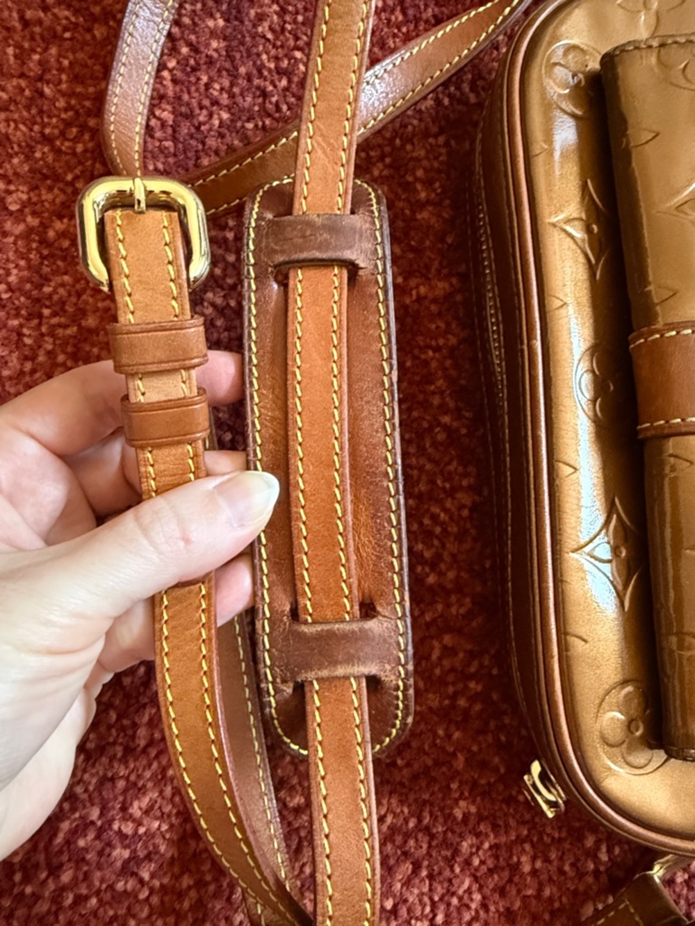 Vintage Louis Vuitton Brown Monogram Vernis Buckle Crossbody - Picture 8 of 14
